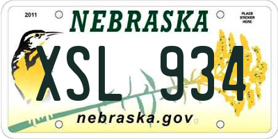 NE license plate XSL934