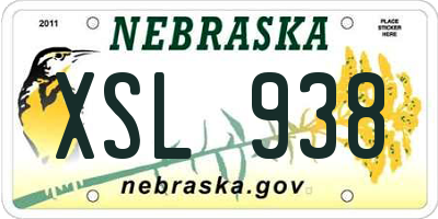 NE license plate XSL938