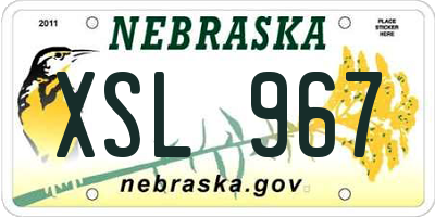 NE license plate XSL967