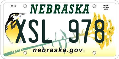 NE license plate XSL978