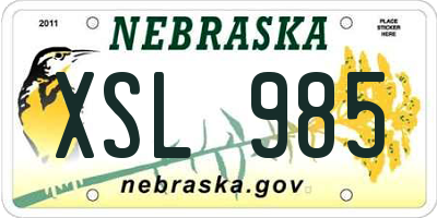 NE license plate XSL985