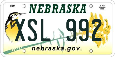 NE license plate XSL992