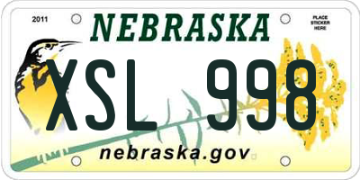 NE license plate XSL998