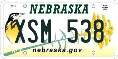 NE license plate XSM538