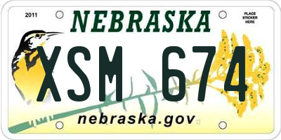 NE license plate XSM674