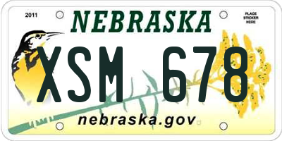NE license plate XSM678