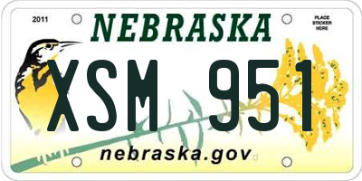 NE license plate XSM951