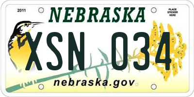 NE license plate XSN034