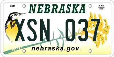 NE license plate XSN037
