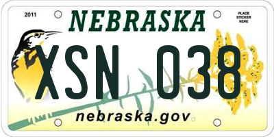 NE license plate XSN038