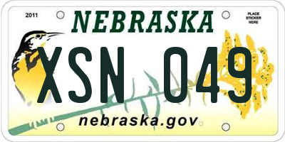 NE license plate XSN049