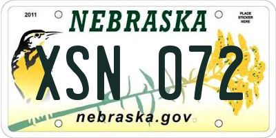 NE license plate XSN072