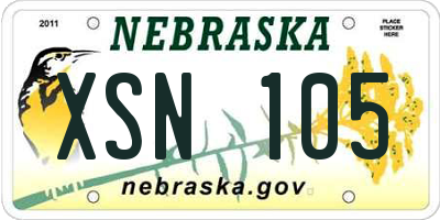 NE license plate XSN105