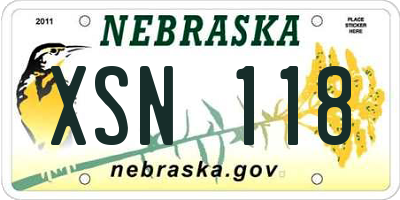 NE license plate XSN118