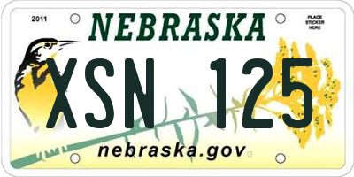 NE license plate XSN125
