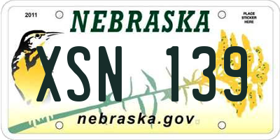 NE license plate XSN139