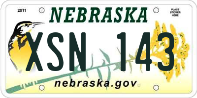 NE license plate XSN143