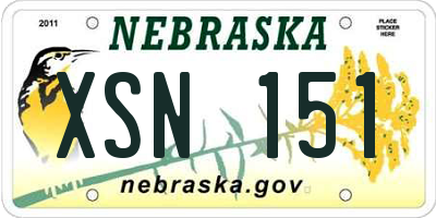 NE license plate XSN151