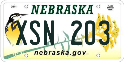 NE license plate XSN203