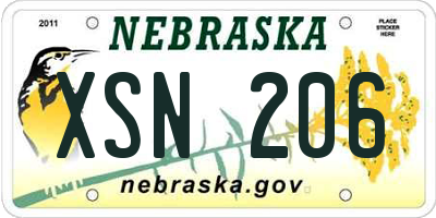 NE license plate XSN206