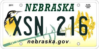 NE license plate XSN216