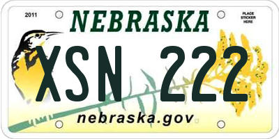 NE license plate XSN222