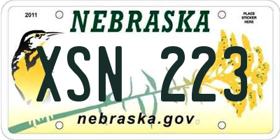 NE license plate XSN223