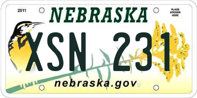 NE license plate XSN231