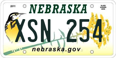 NE license plate XSN254