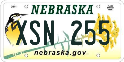 NE license plate XSN255