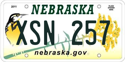 NE license plate XSN257