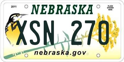NE license plate XSN270