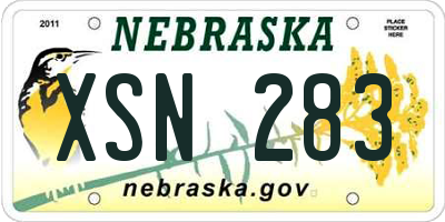 NE license plate XSN283