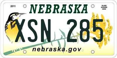 NE license plate XSN285
