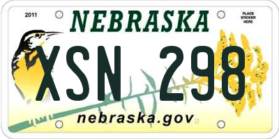 NE license plate XSN298