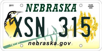 NE license plate XSN315