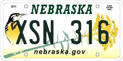 NE license plate XSN316