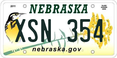 NE license plate XSN354