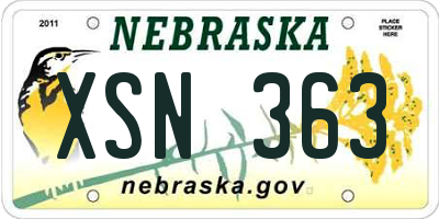 NE license plate XSN363