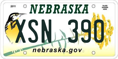 NE license plate XSN390