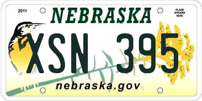NE license plate XSN395