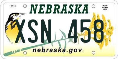 NE license plate XSN458