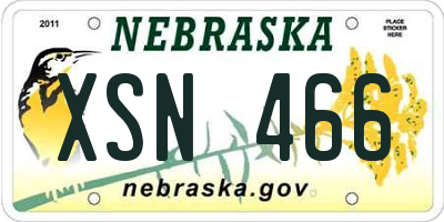 NE license plate XSN466