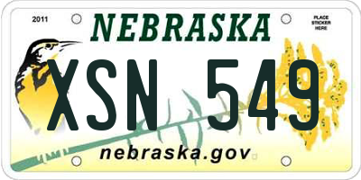 NE license plate XSN549