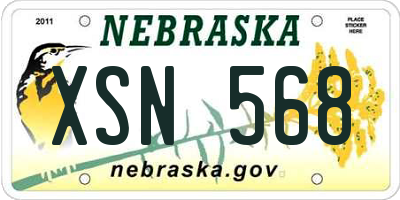 NE license plate XSN568