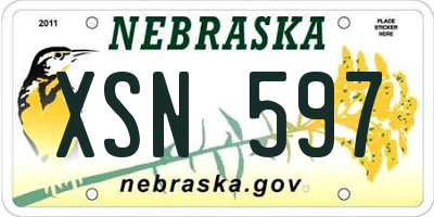 NE license plate XSN597