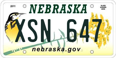 NE license plate XSN647