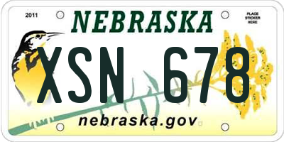 NE license plate XSN678
