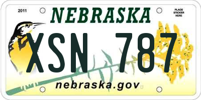 NE license plate XSN787
