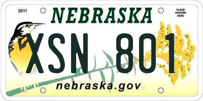 NE license plate XSN801